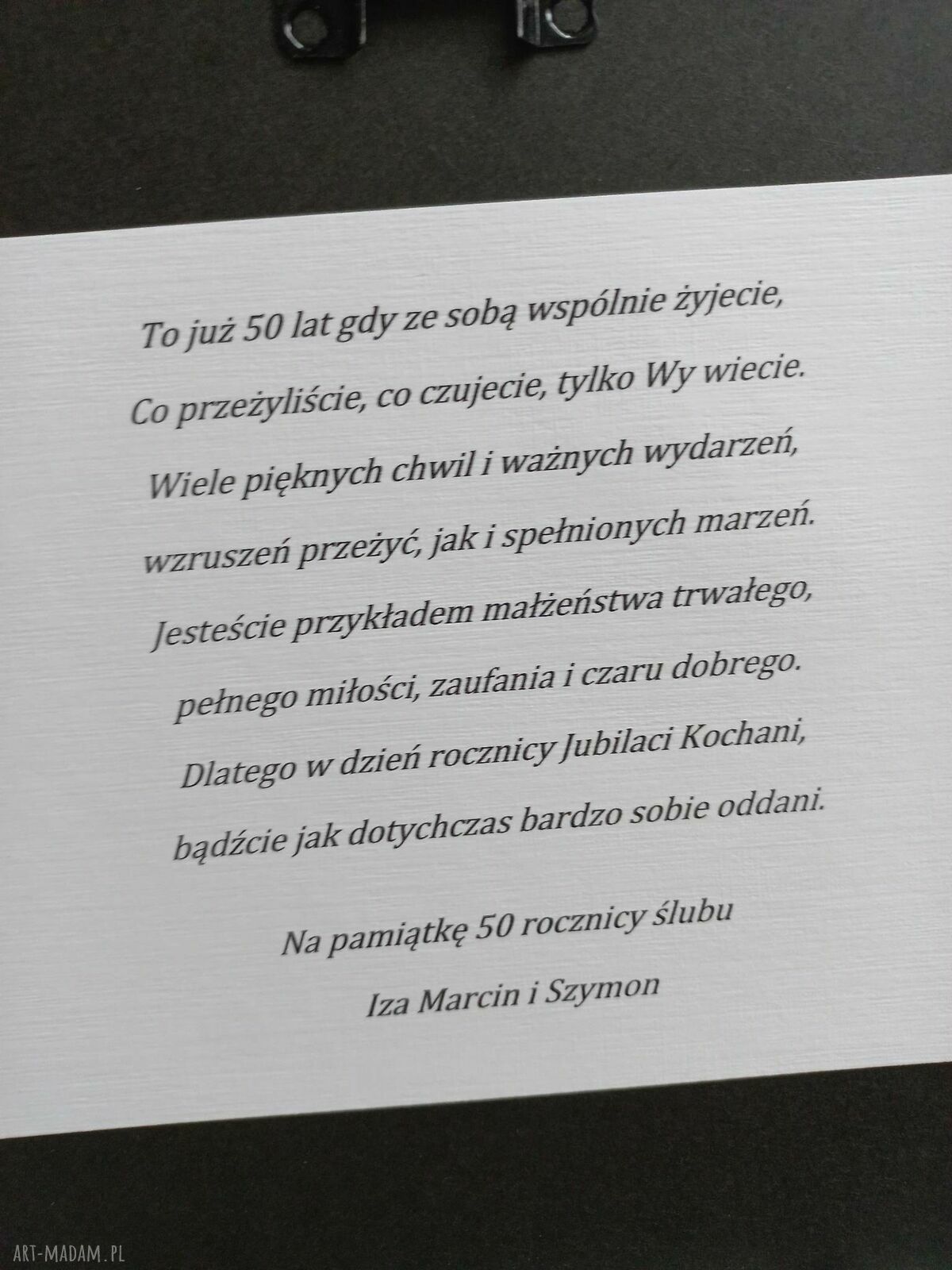 Rocznica ślubu - personalizowana ramka na Złote Gody z miejscem na życzenia
