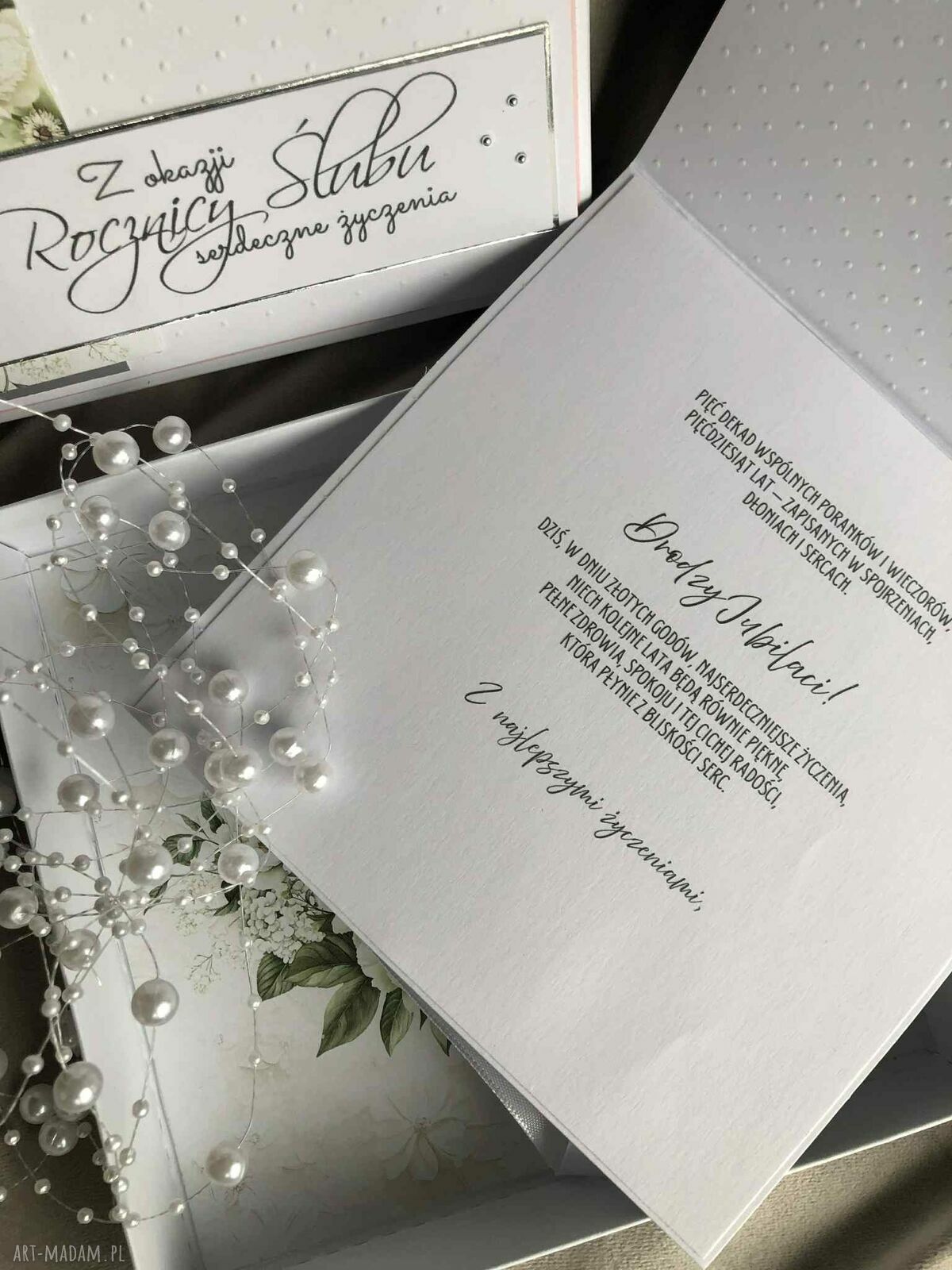Rocznica ślubu 50 lat - kartka na złote gody z kopertą w pudełku (personalizacja)