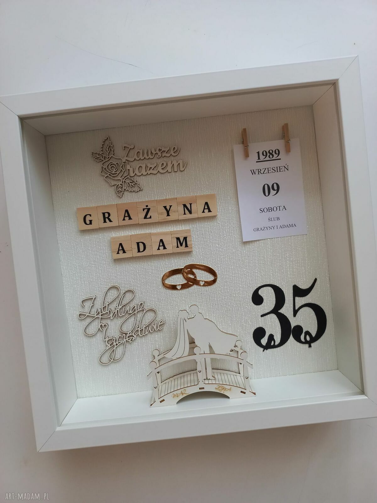Rocznica ślubu - personalizowana ramka na Złote Gody z miejscem na życzenia
