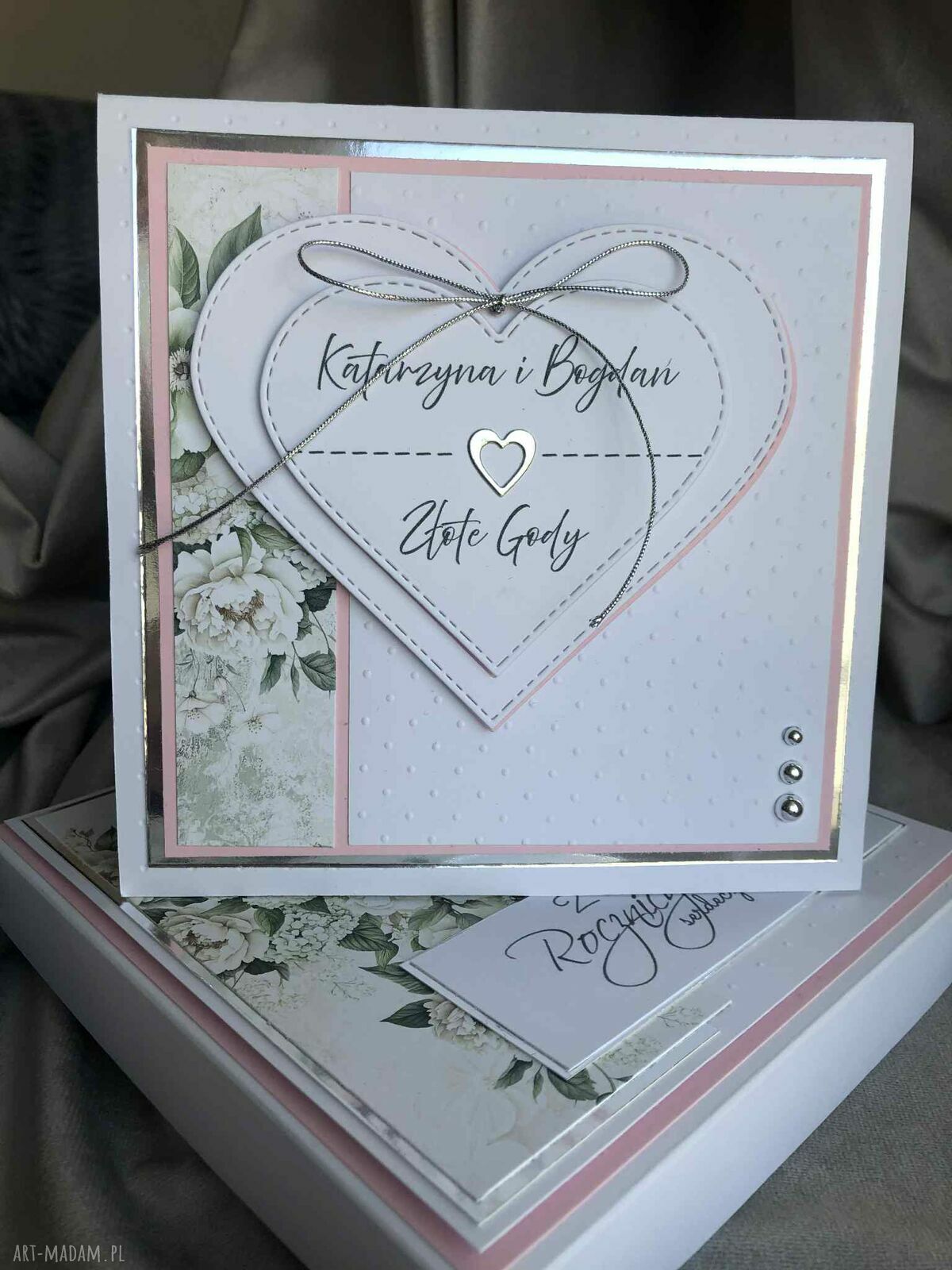 Rocznica ślubu 50 lat - kartka na złote gody z kopertą w pudełku (personalizacja)