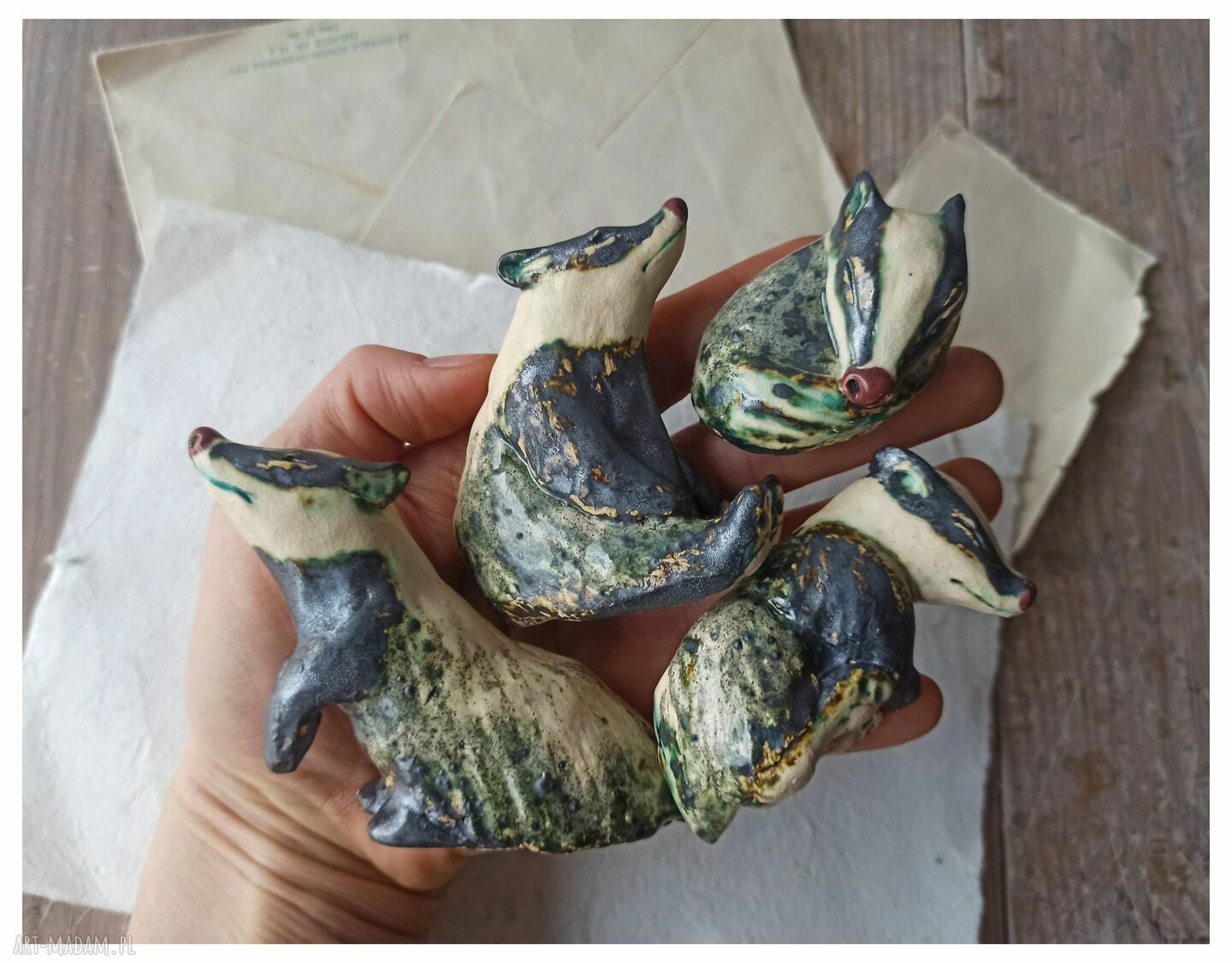 Rodzina borsuków - ceramika handmade na półkę