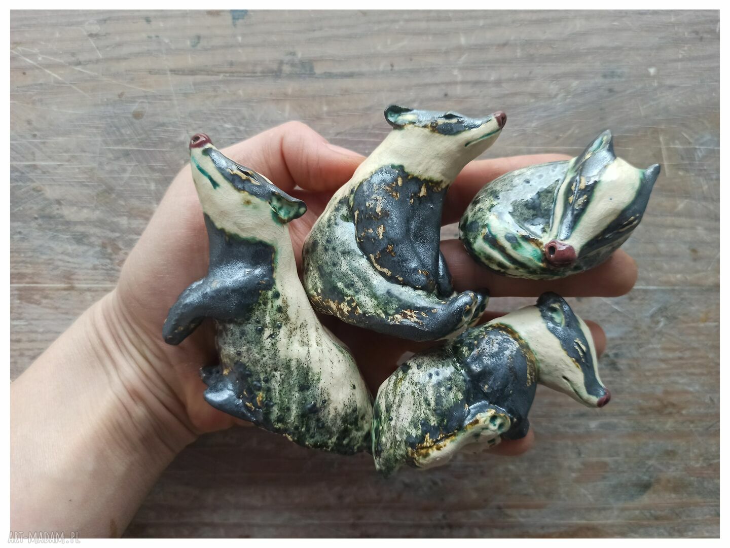 Rodzina borsuków - ceramika handmade na półkę