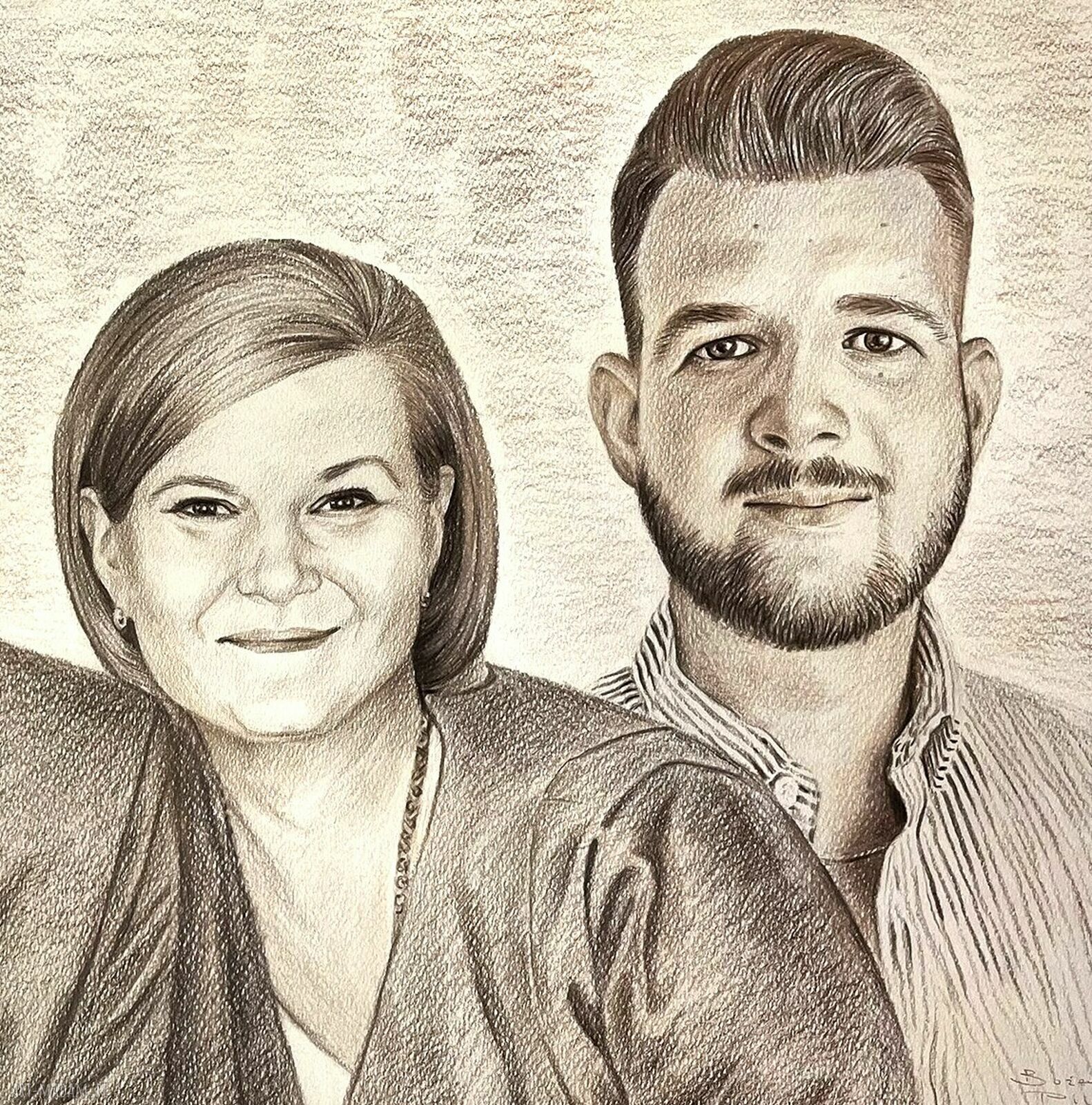 Portret rodzinny w sepii - pamiątka z autorskiego rysunku (A2, 3 osoby)