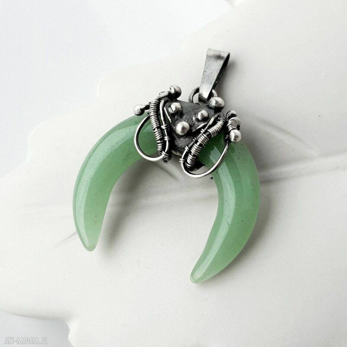 Róg obfitości - srebrny wisior z awenturynem (wire wrapping)