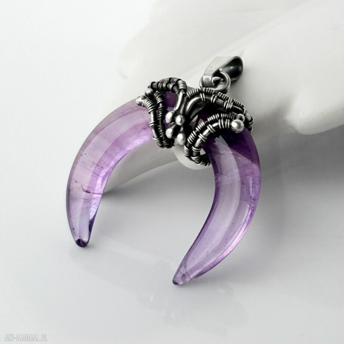 wisiorki: Róg obfitości srebrny wisior z ametystem. Autorskie