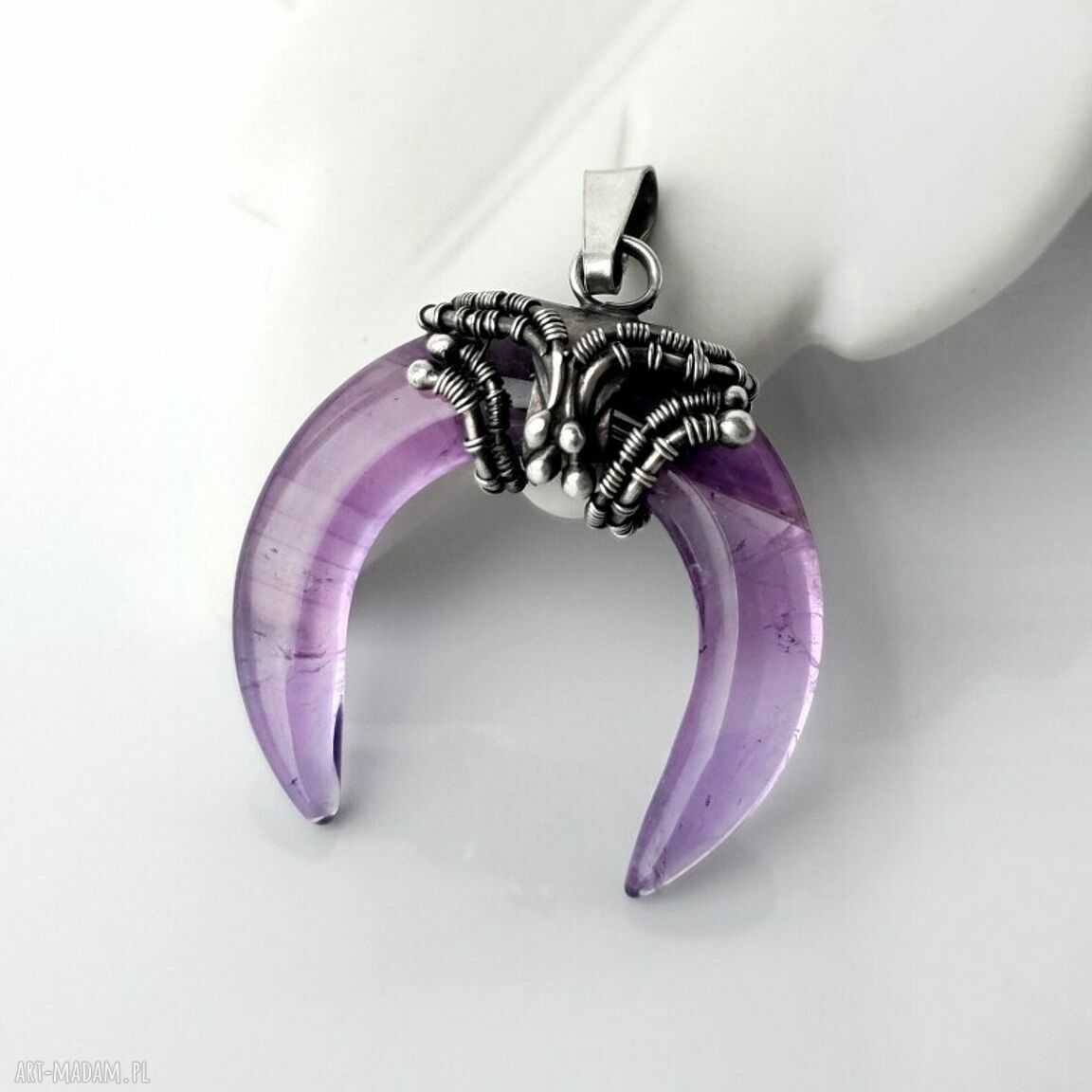 wisiorki: Róg obfitości srebrny wisior z ametystem. Autorskie