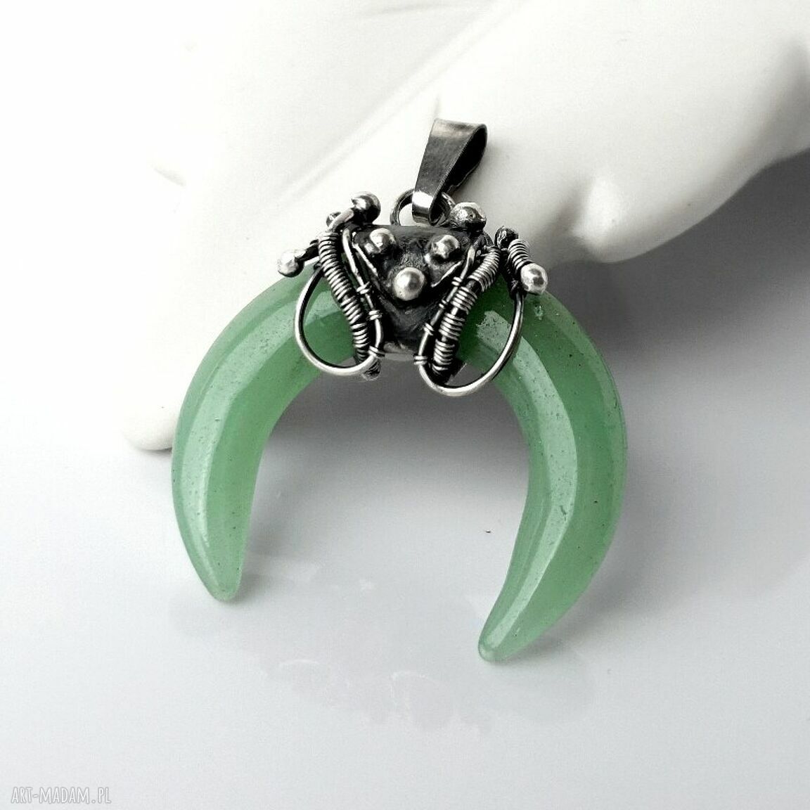 Róg obfitości - srebrny wisior z awenturynem (wire wrapping)