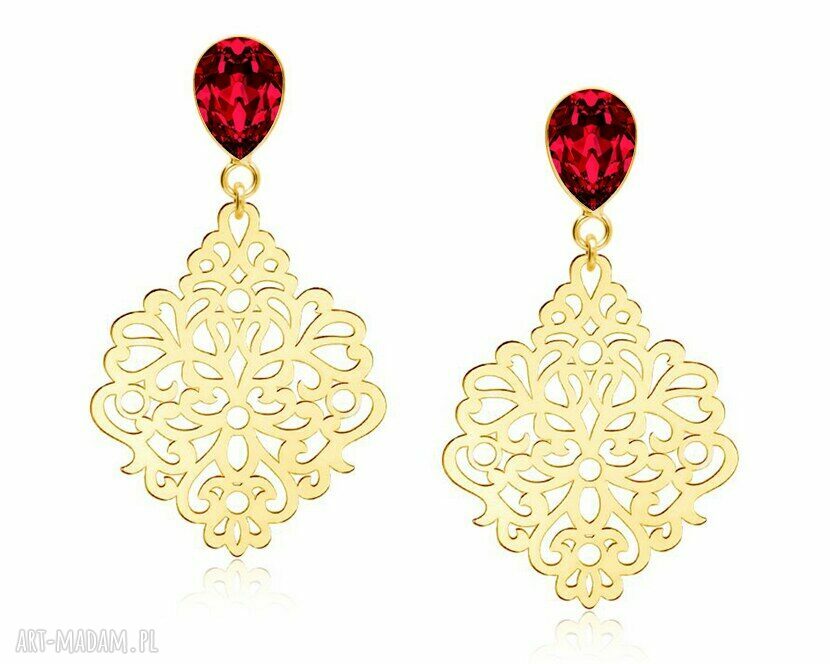 Kolczyki Romantic pozłacane wiszące z kryształami Swarovski