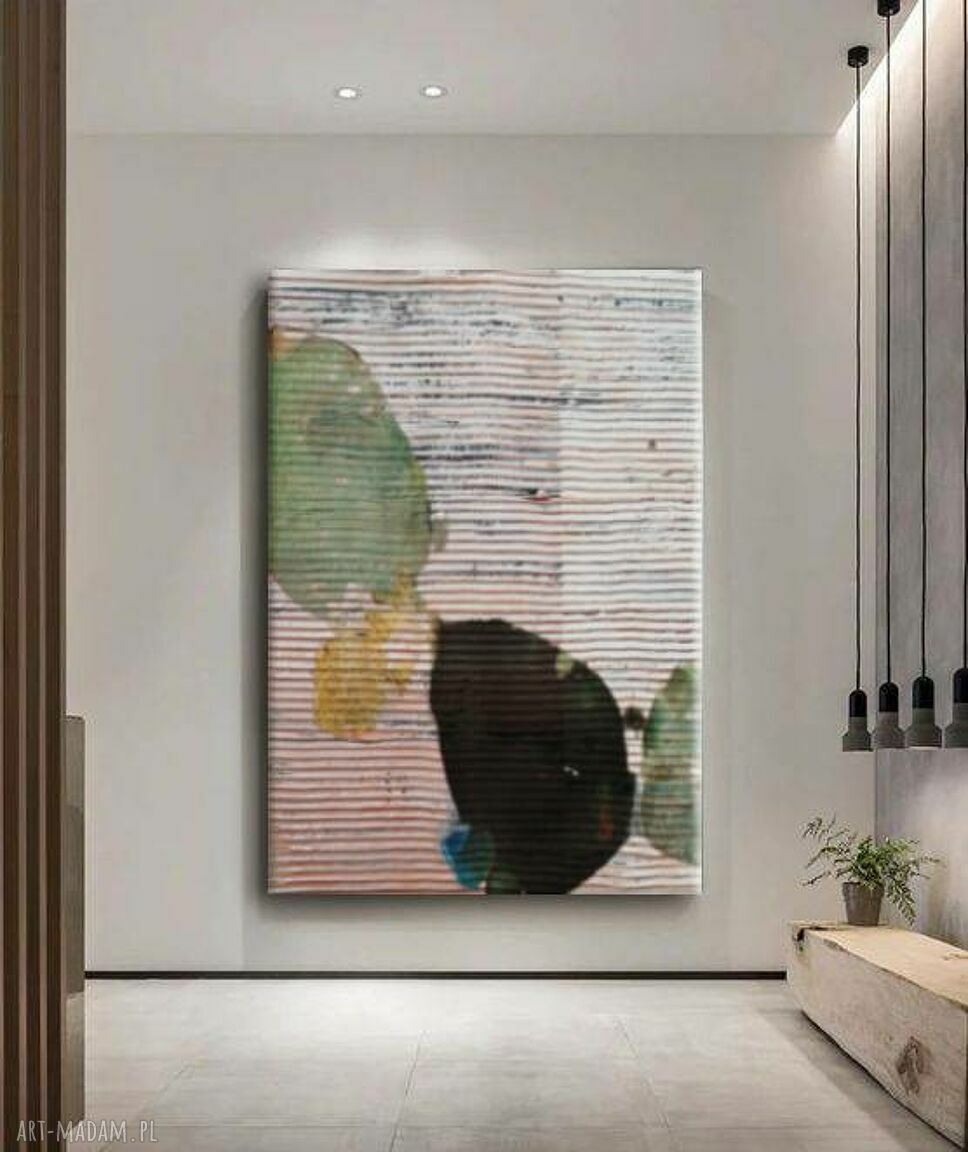 ROMANTICO - wielkoformatowy obraz abstrakcyjny z fakturą, ręcznie malowany na płótnie 100x150 cm