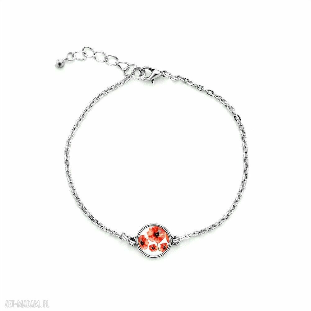 Prezent: mini bransoletka z grafiką maki na łące
