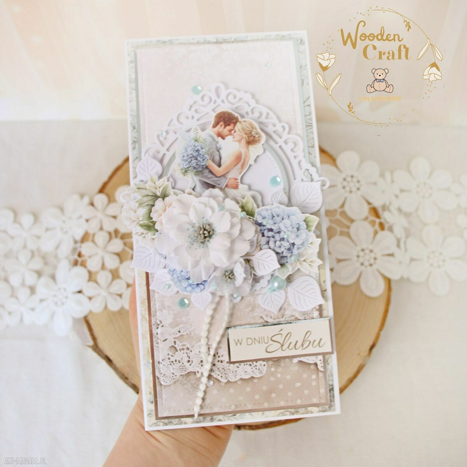 Romantyczna kartka ślubna HydrangeaLove2 - gotowa do personalizacji