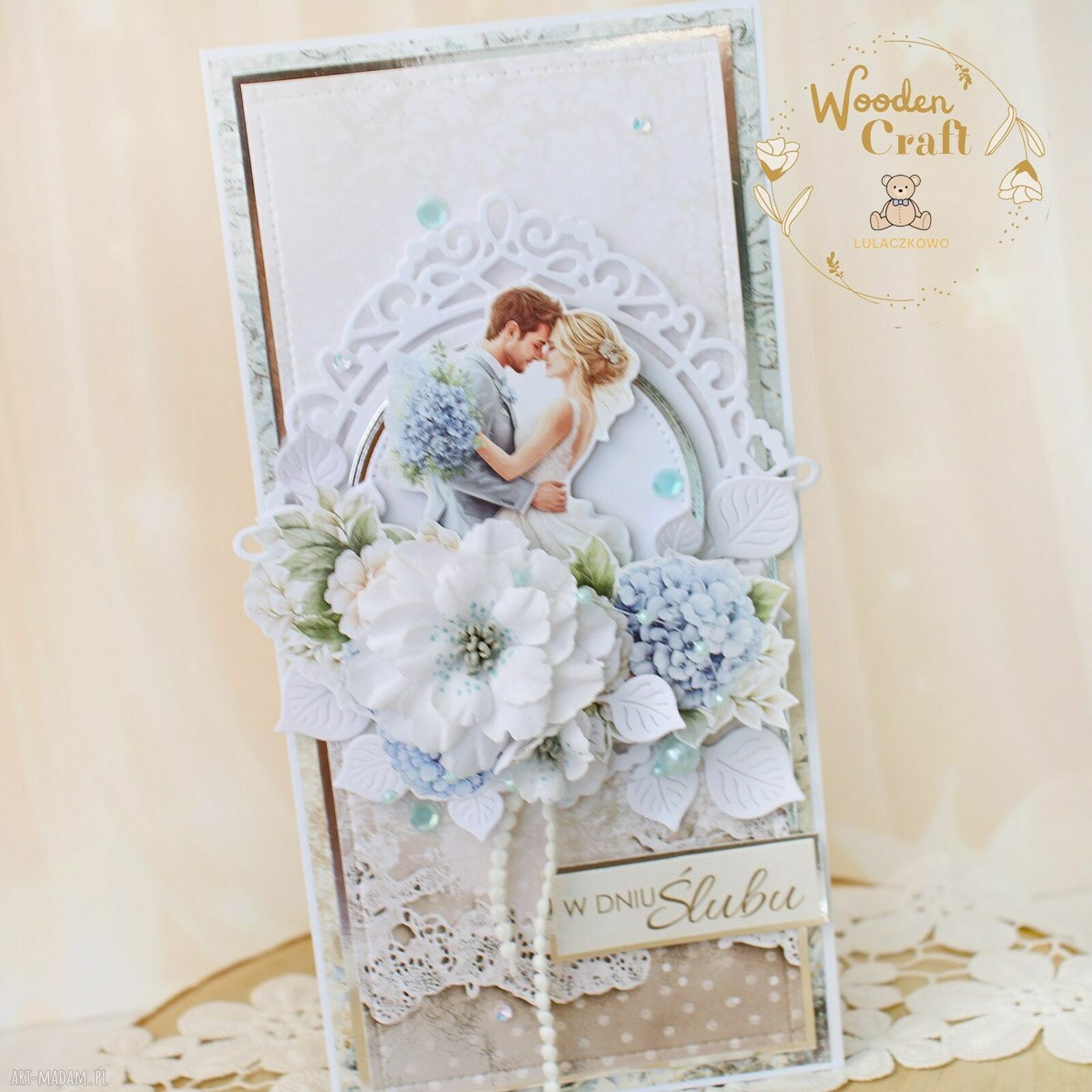 Romantyczna kartka ślubna HydrangeaLove2 - gotowa do personalizacji