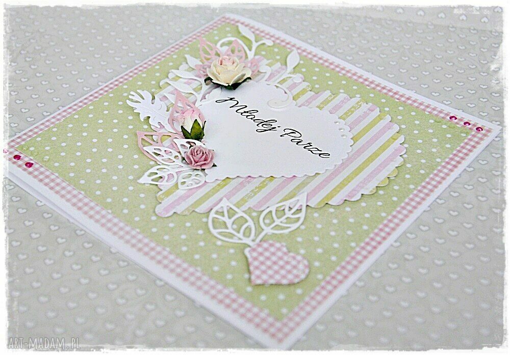 Romantyczna kartka ślubna handmade