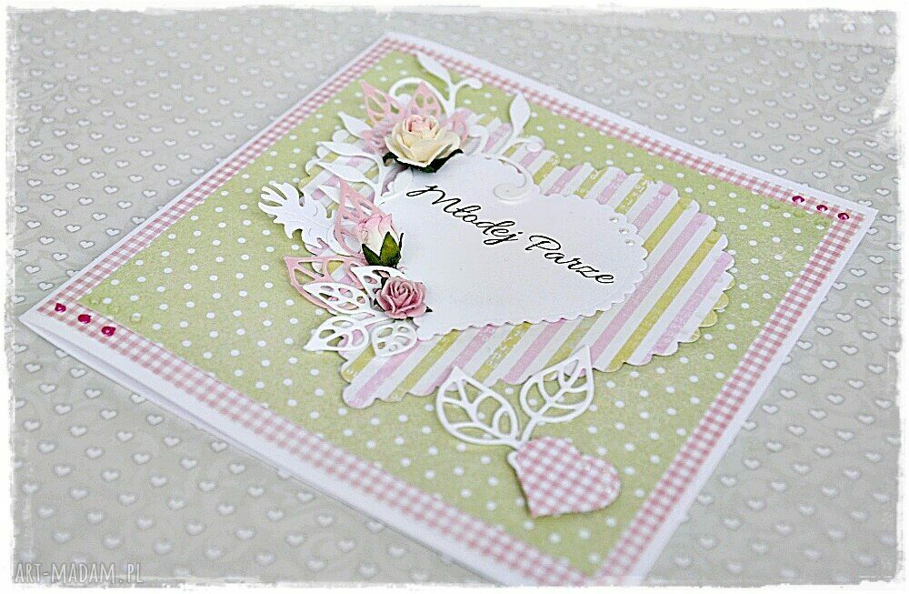 Romantyczna kartka ślubna handmade