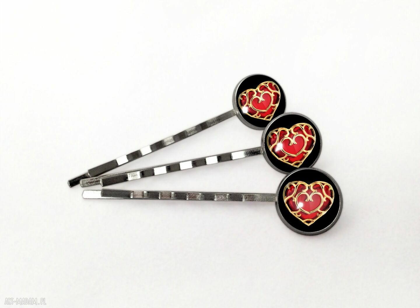 ozdoby do włosów: Serca 3 wsuwki do włosów ręczne wykonanie