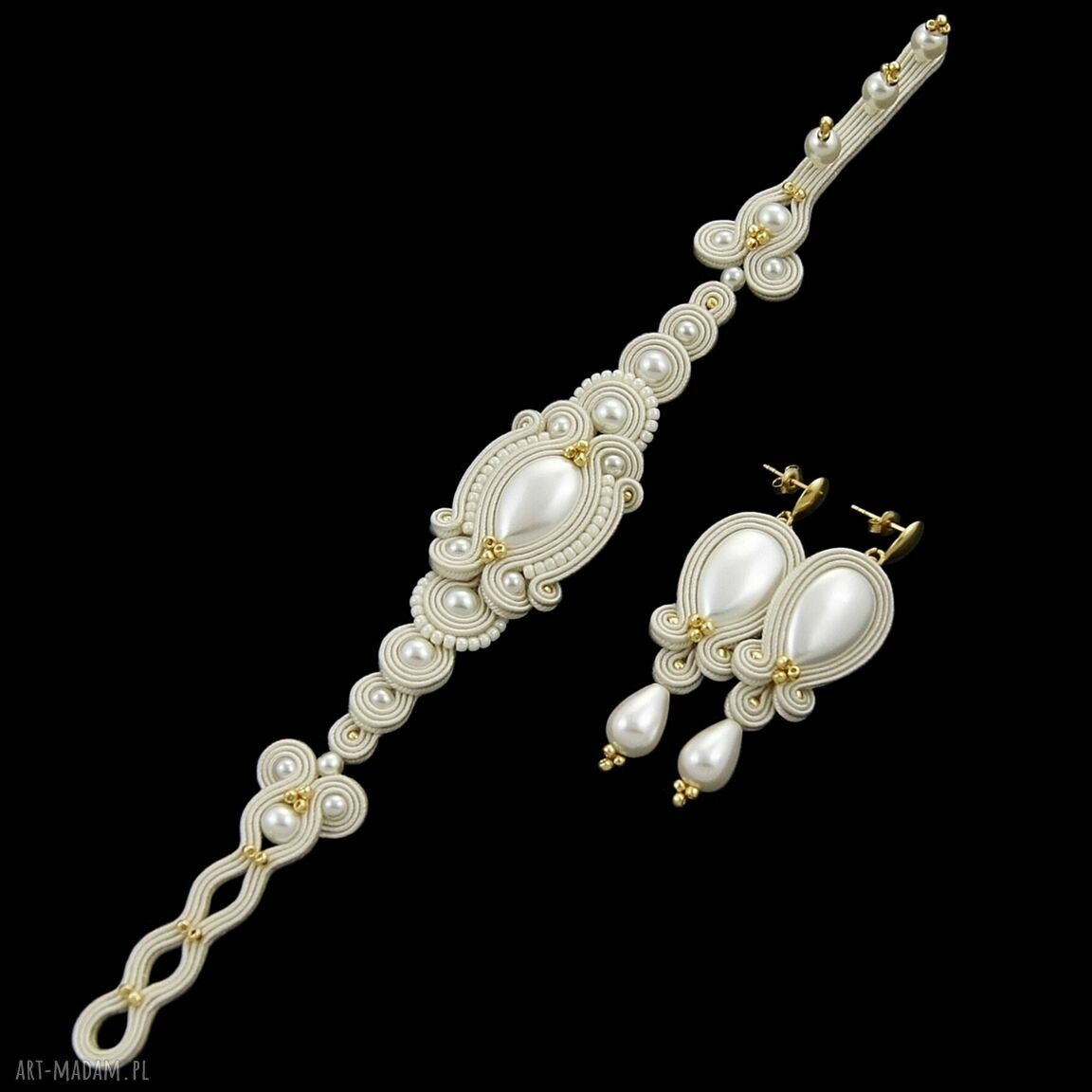 Komplet ślubny candy gold soutache sutasz zestaw romantyczny
