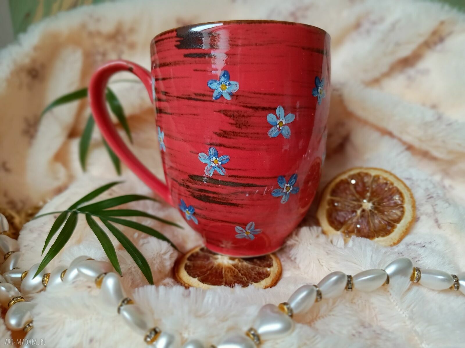 Romantyczny kubek „Jezioro łabędzie” - ręcznie malowany na porcelanie 400 ml