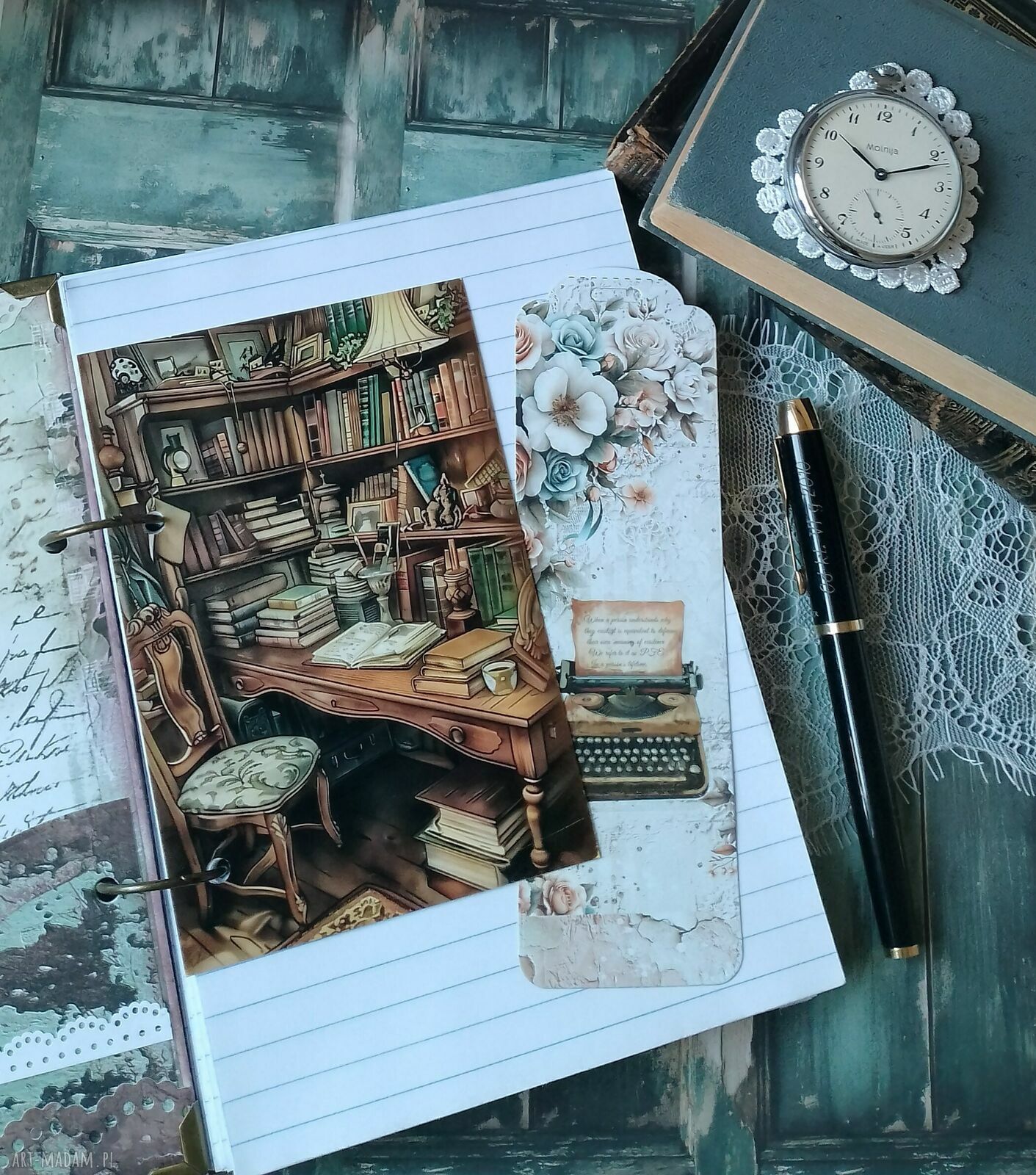 Romantyczny notes w stylu retro - ręcznie wykonany pamiętnik