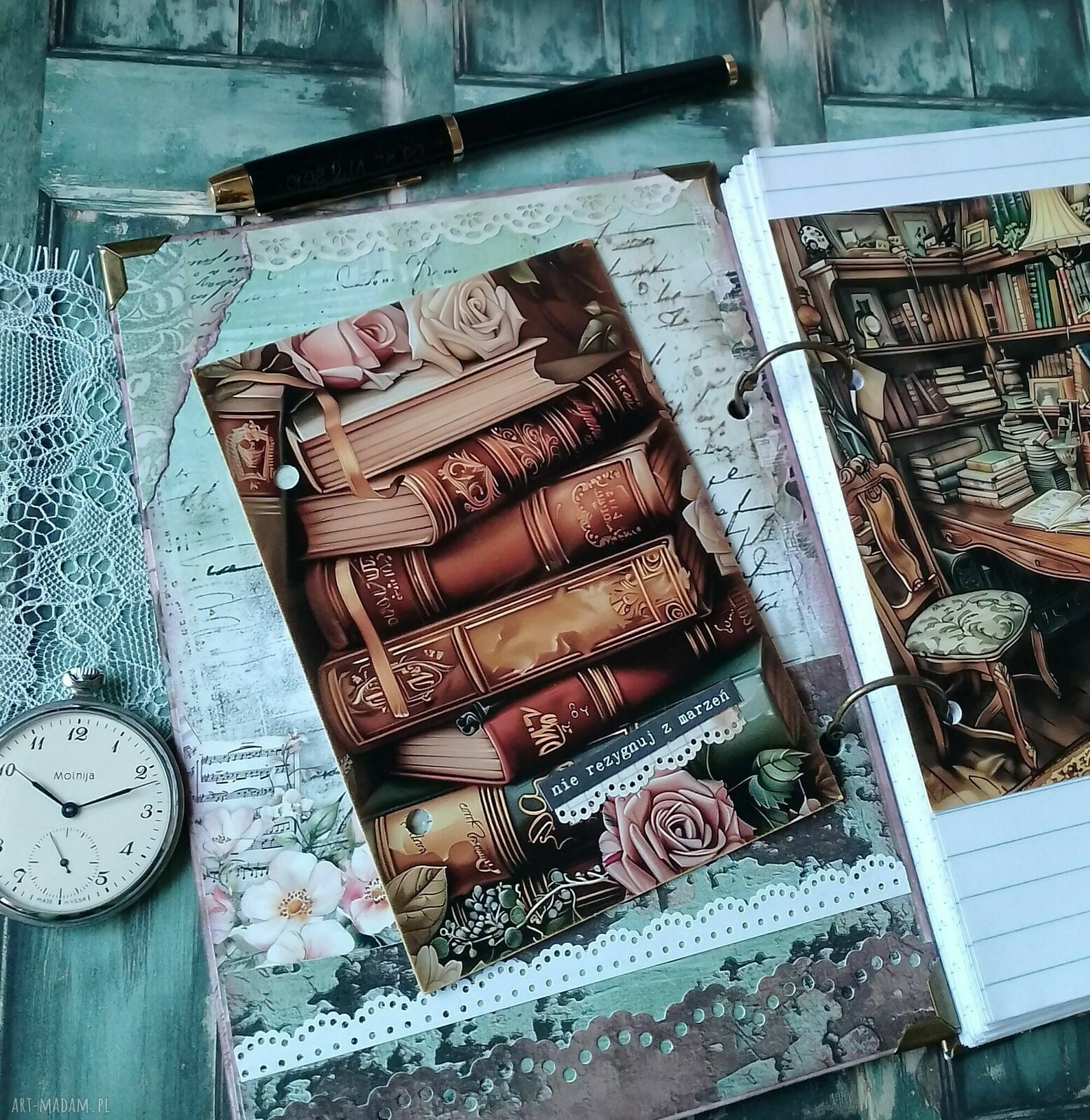 Romantyczny notes w stylu retro - ręcznie wykonany pamiętnik