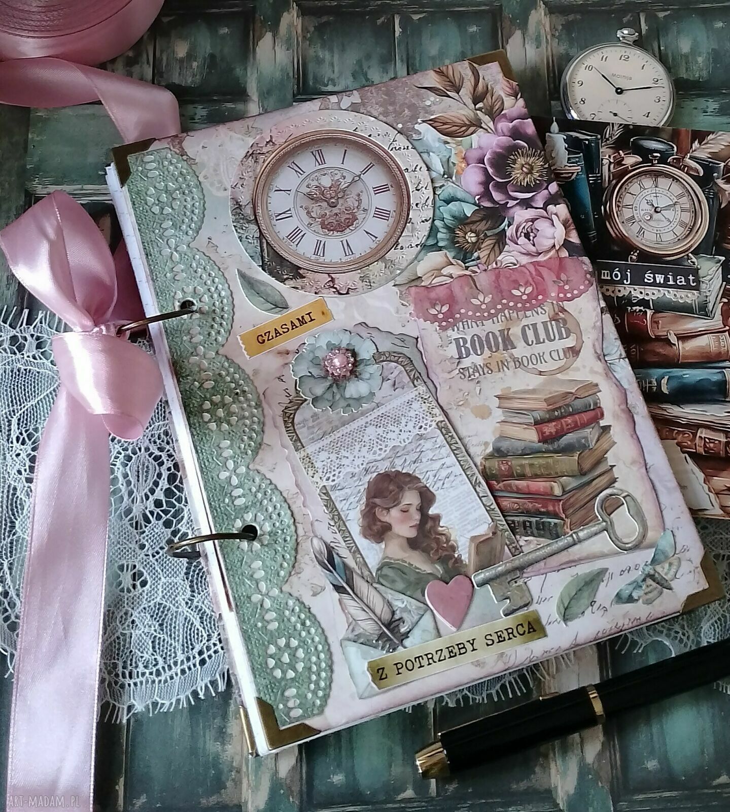Romantyczny notes w stylu retro - ręcznie wykonany pamiętnik