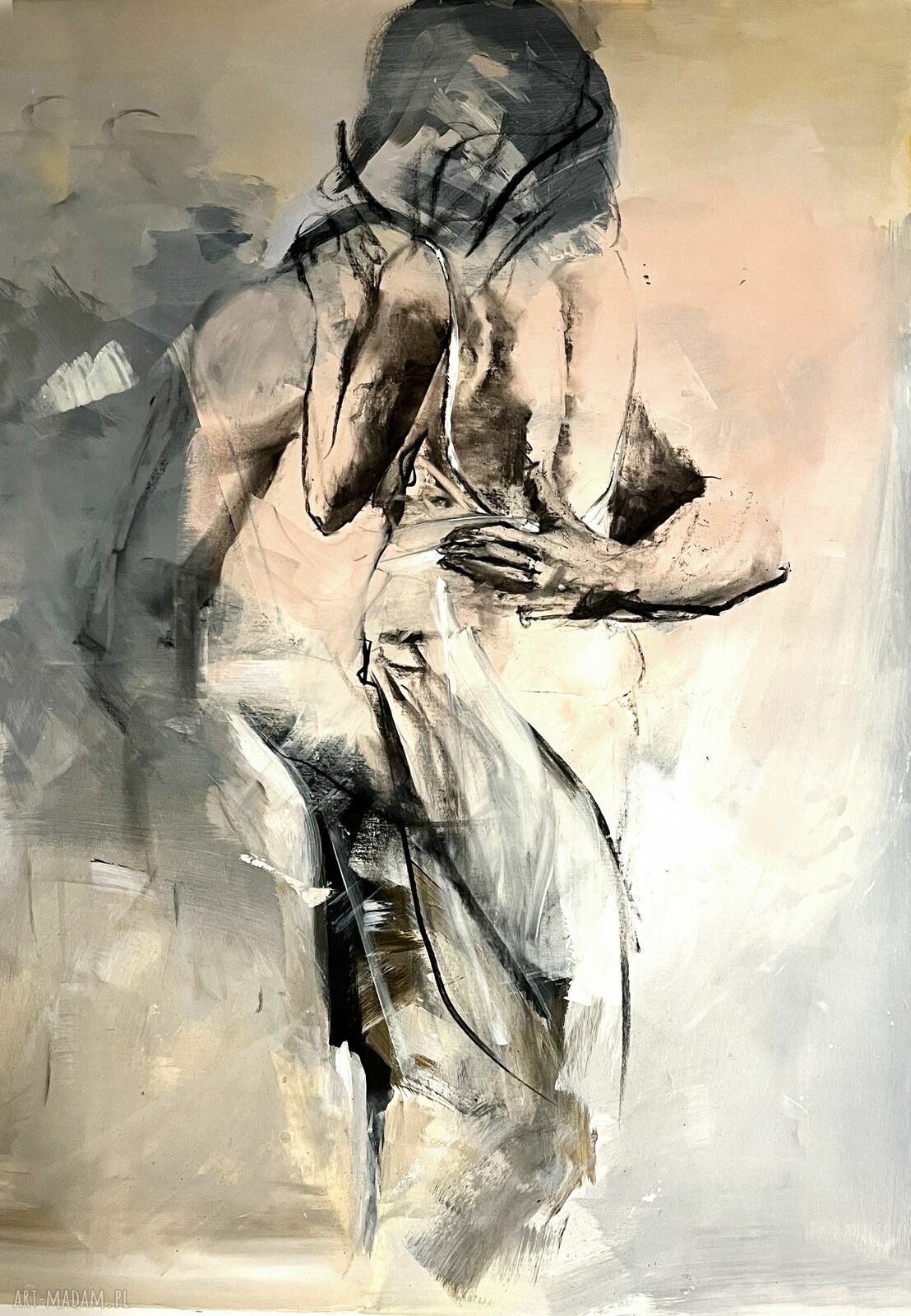 Rose - duży obraz 100x70 (inkografia fine art) - kobieta i mężczyzna do sypialni