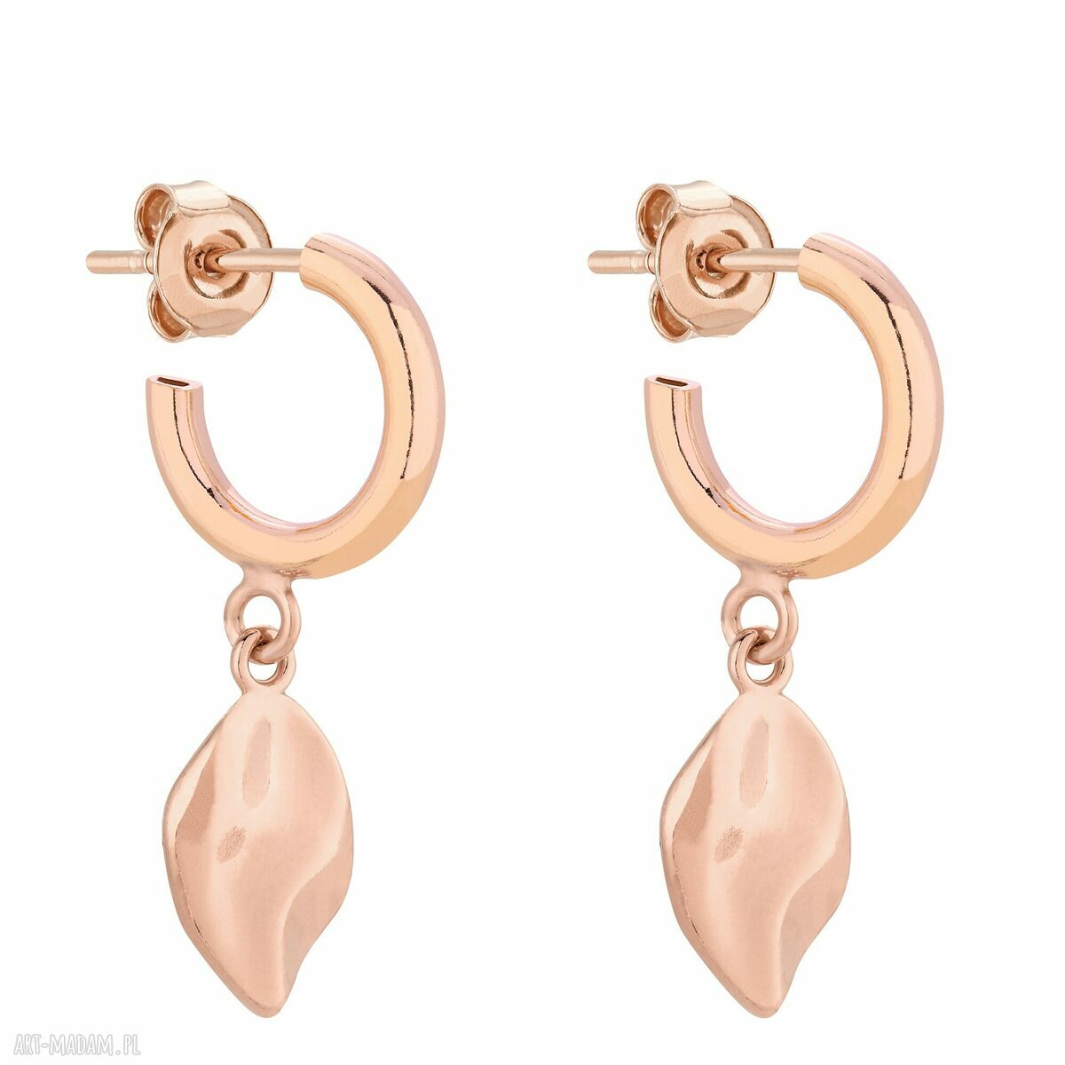 Półkola łezką różowego złota łezki zawieszki rosegold grube