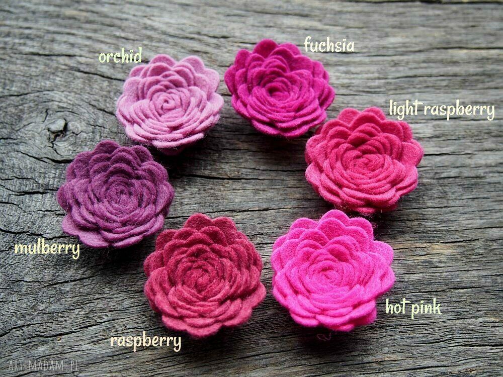 Różyczki Roses - spinki do włosów Mulberry z filcu (2 szt.)