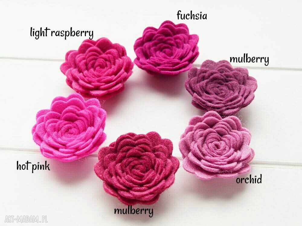 Różyczki Roses - spinki do włosów Mulberry z filcu (2 szt.)