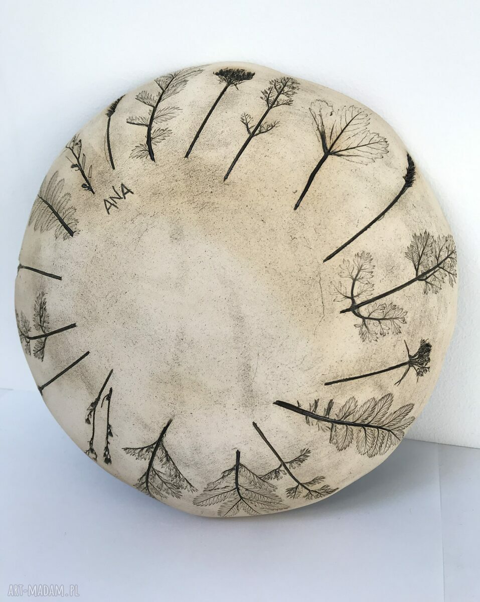 Roślinna miseczka ceramiczna z turkusowym szkliwem