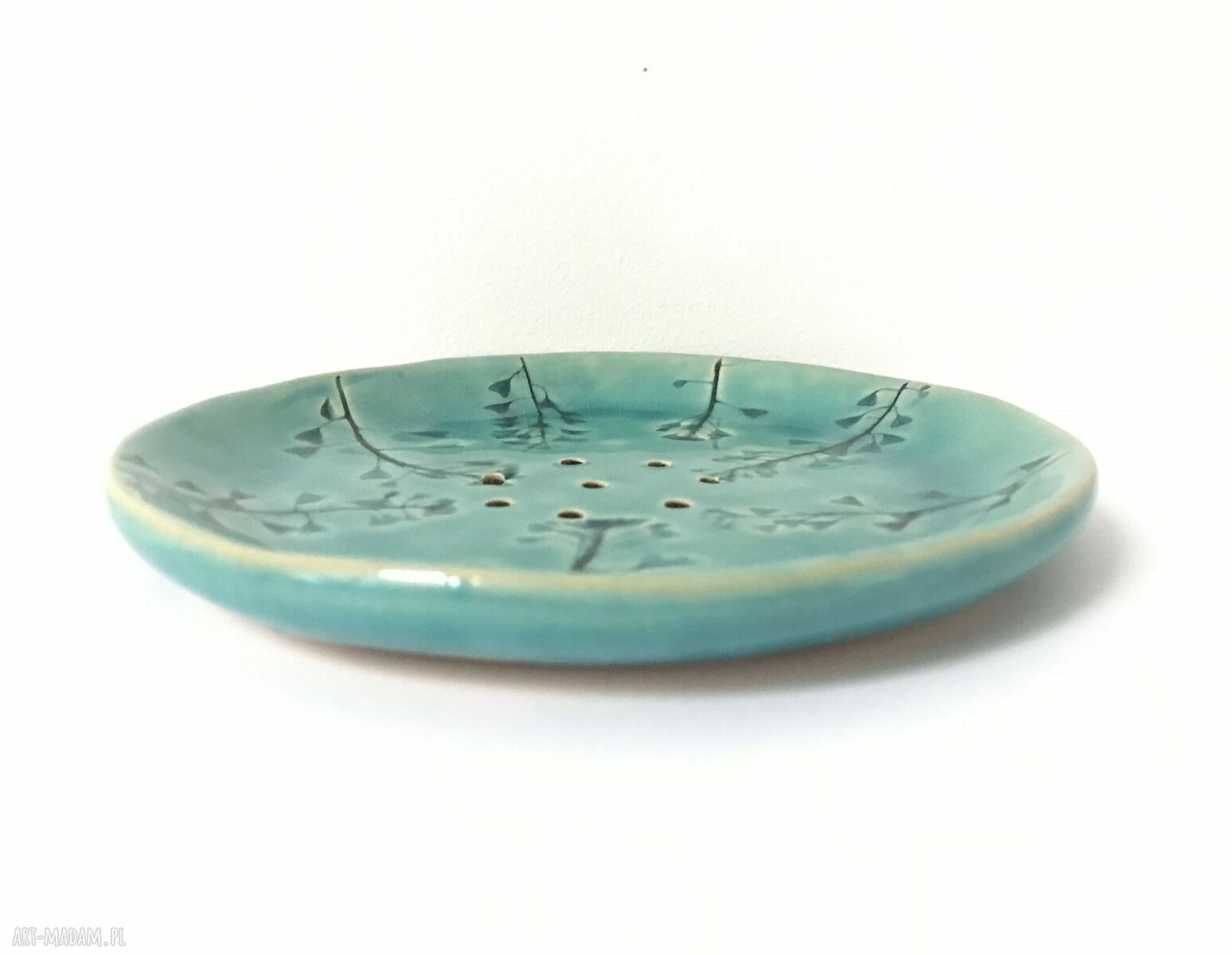 Roślinna mydelniczka ceramiczna z odbicia roślin (14,3 cm)