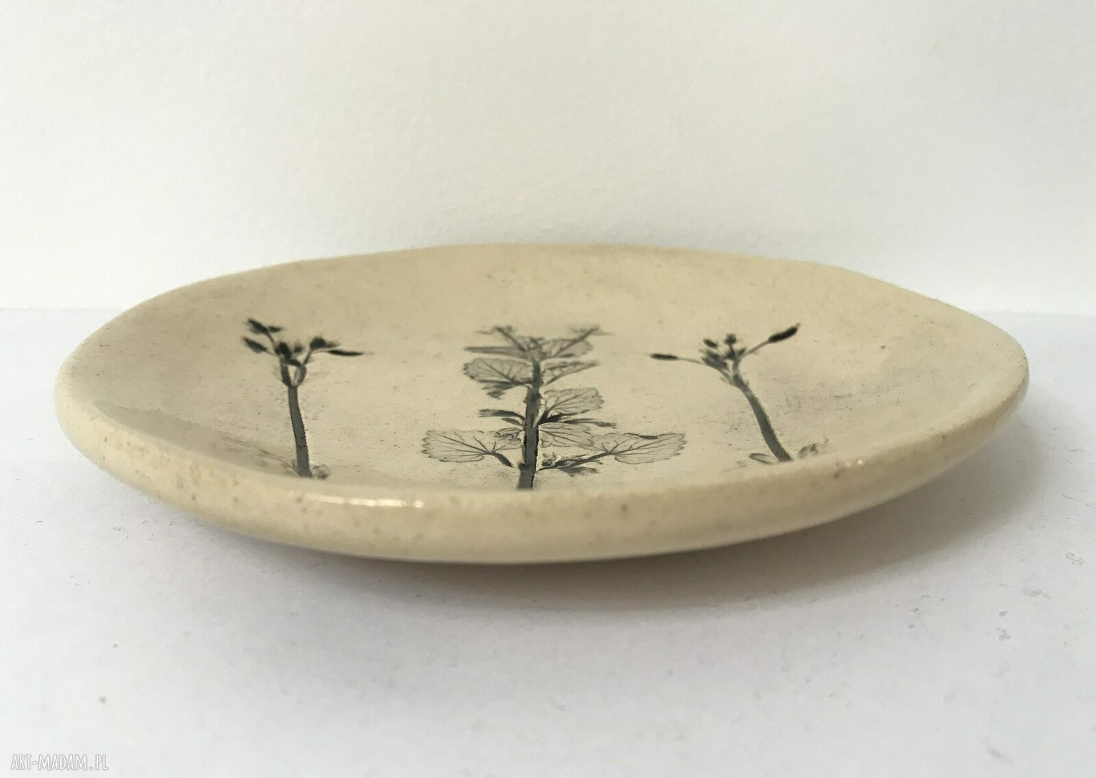 Roślinny talerzyk ceramiczny - podstawka na biżuterię i drobiazgi