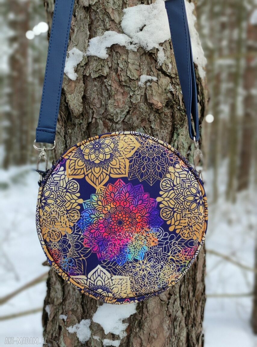 Round Bag tęczowe mandale - torebka na ramię, wodoodporna