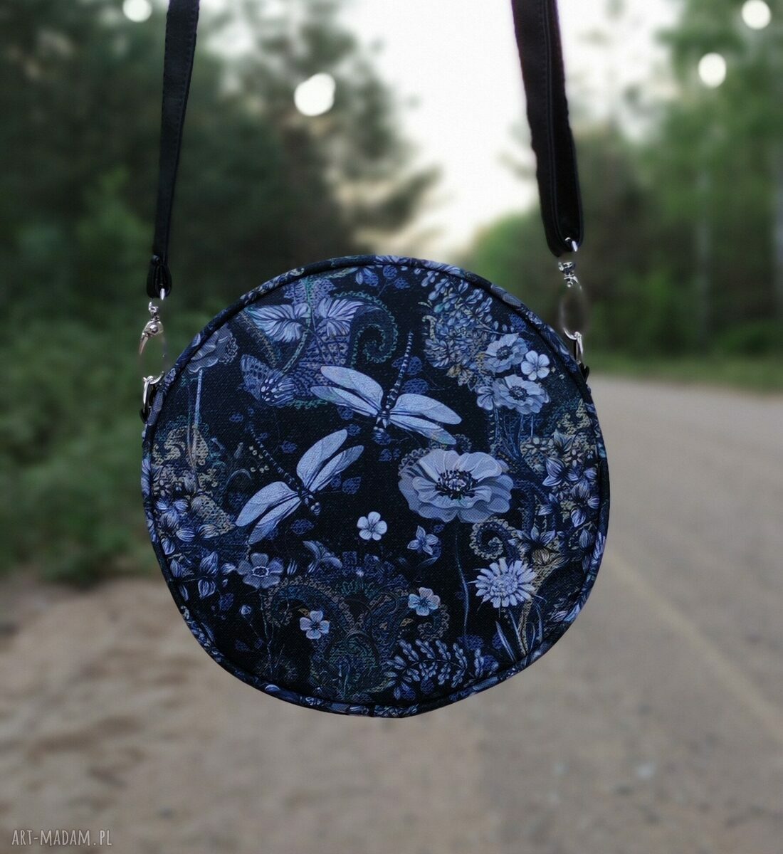 Round Bag - ważki nocą - elegancka torebka na ramię