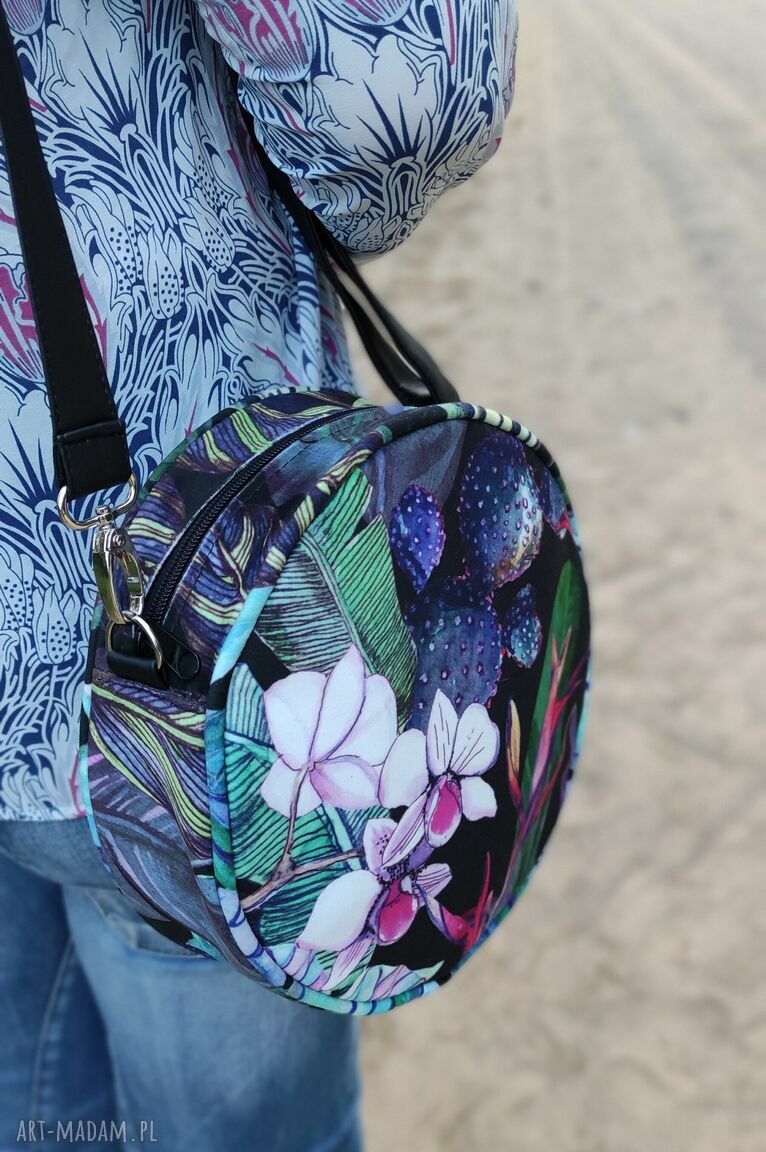 Round Bag Kwiatowa Kraina - torebka na ramię handmade