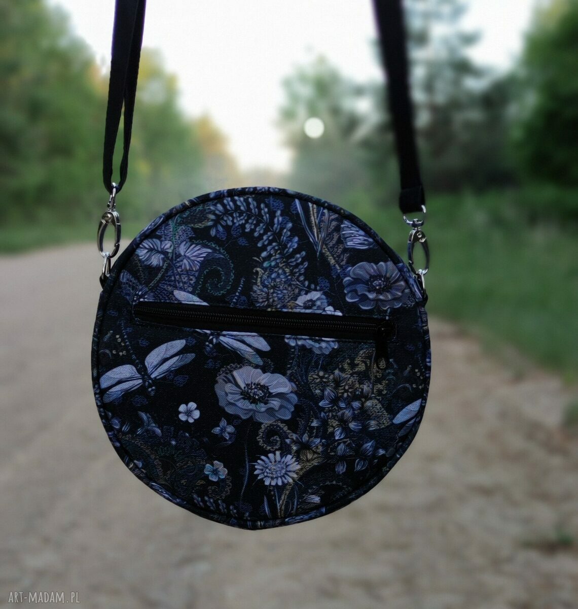 Round Bag - ważki nocą - elegancka torebka na ramię