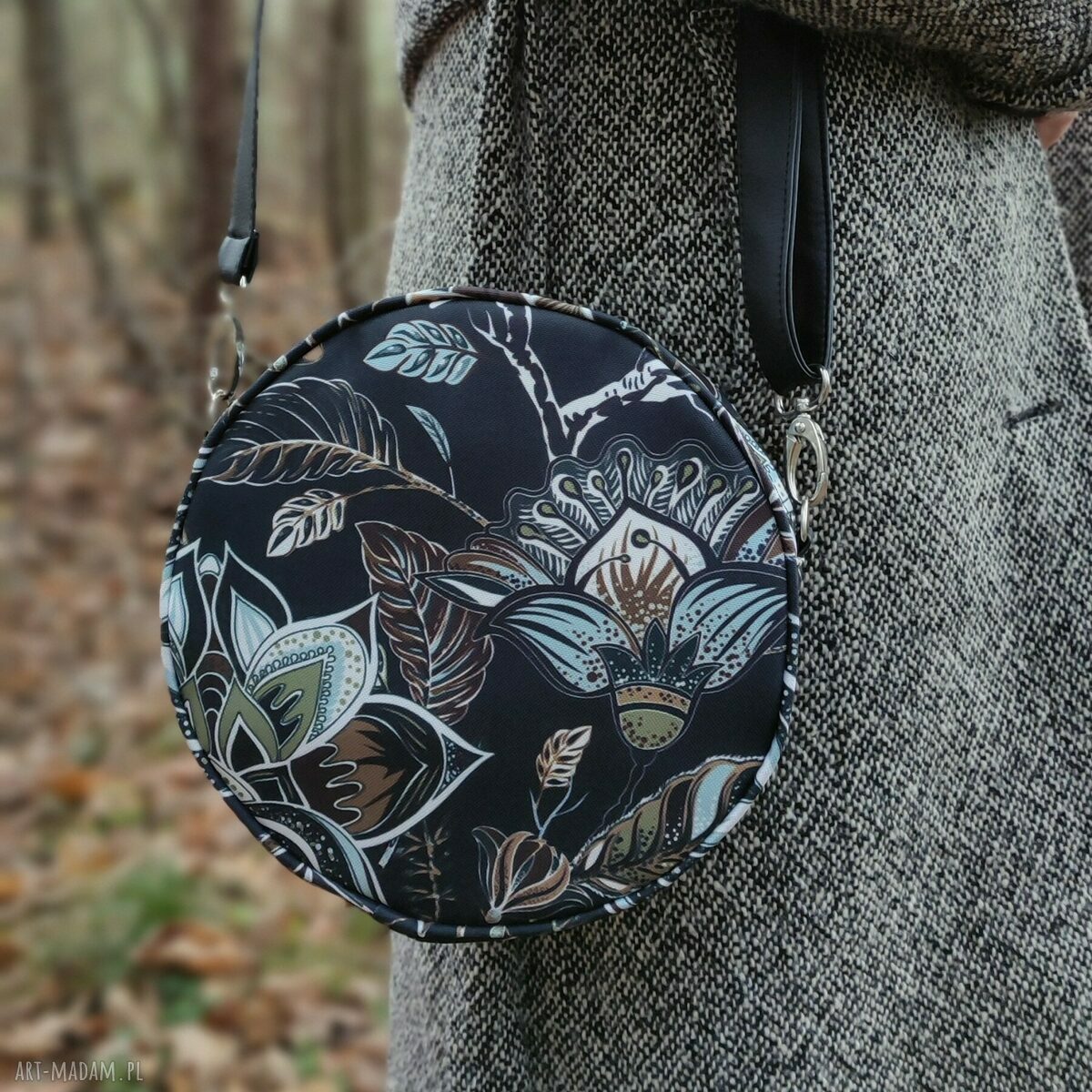 Round Bag - torebka na ramię w kwiaty vintage (wodoodporna)