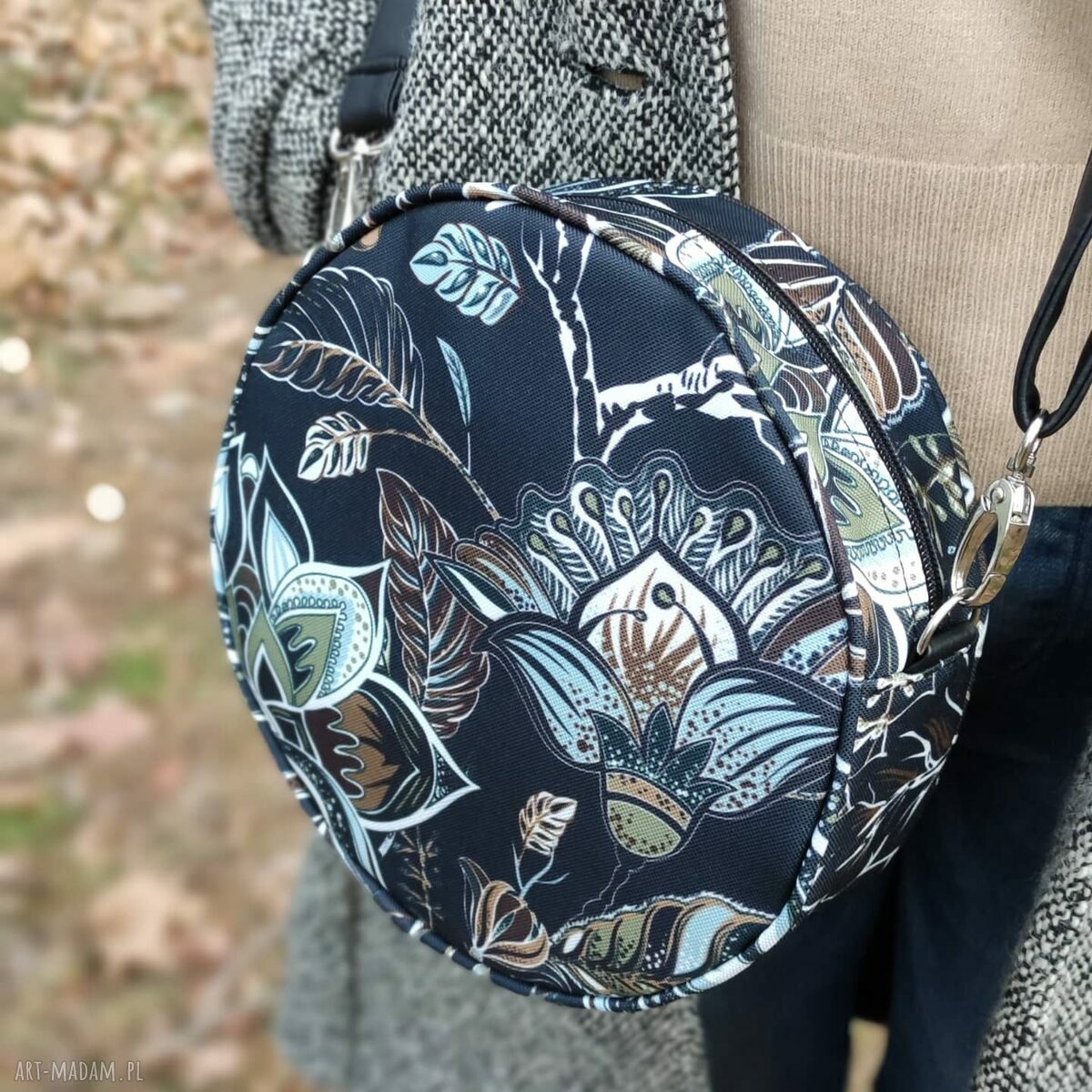 Round Bag - torebka na ramię w kwiaty vintage (wodoodporna)