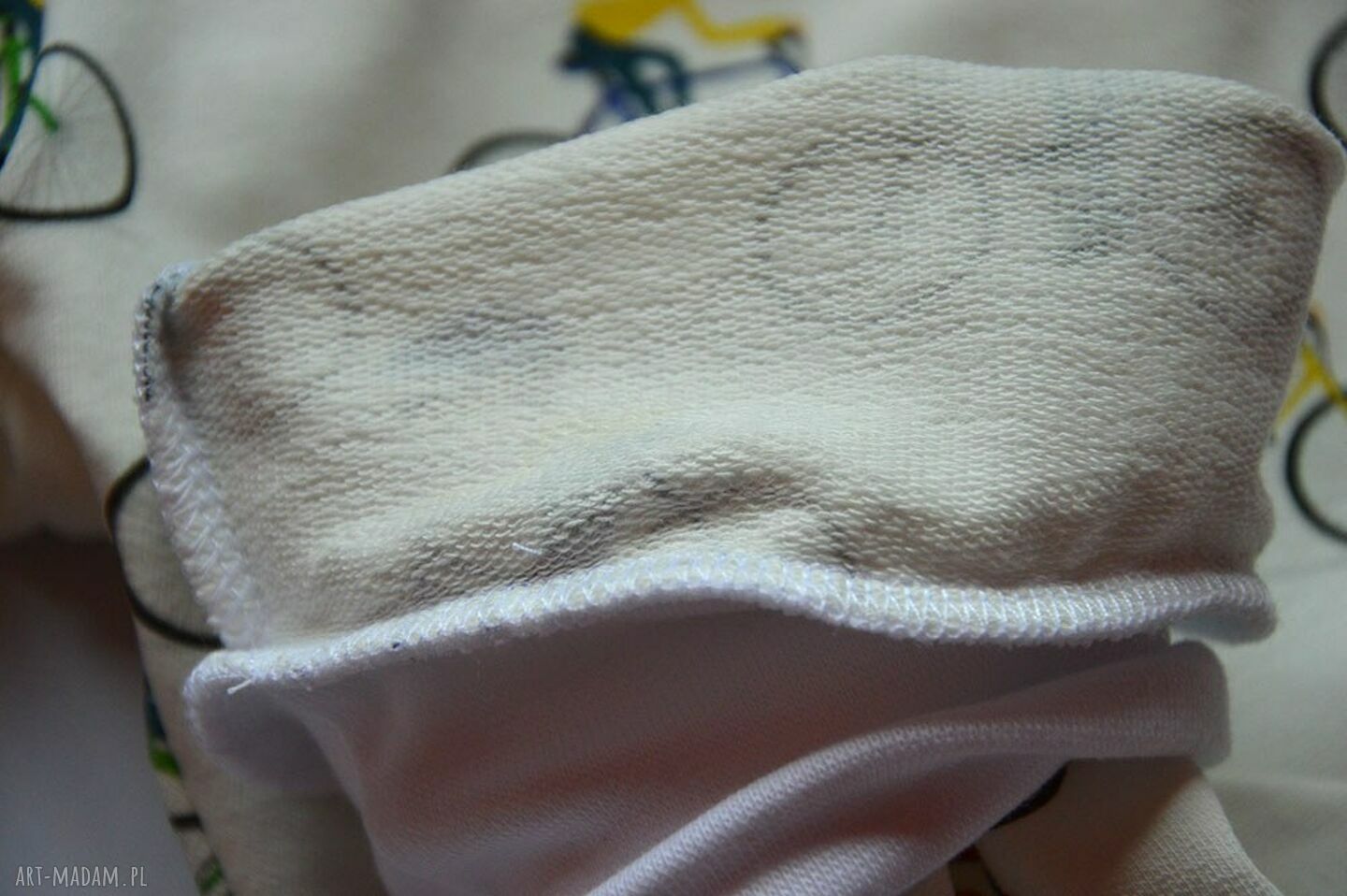 Spodnie dla dziewczynki - legginsy bawełniane z rowerami z dresówki