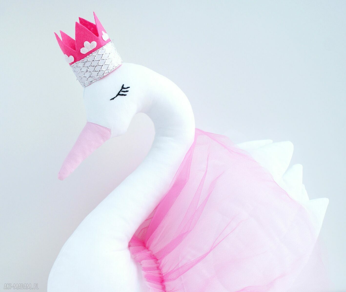 przytulanka dekoracja tiul tutu róż łabędź przepięknie