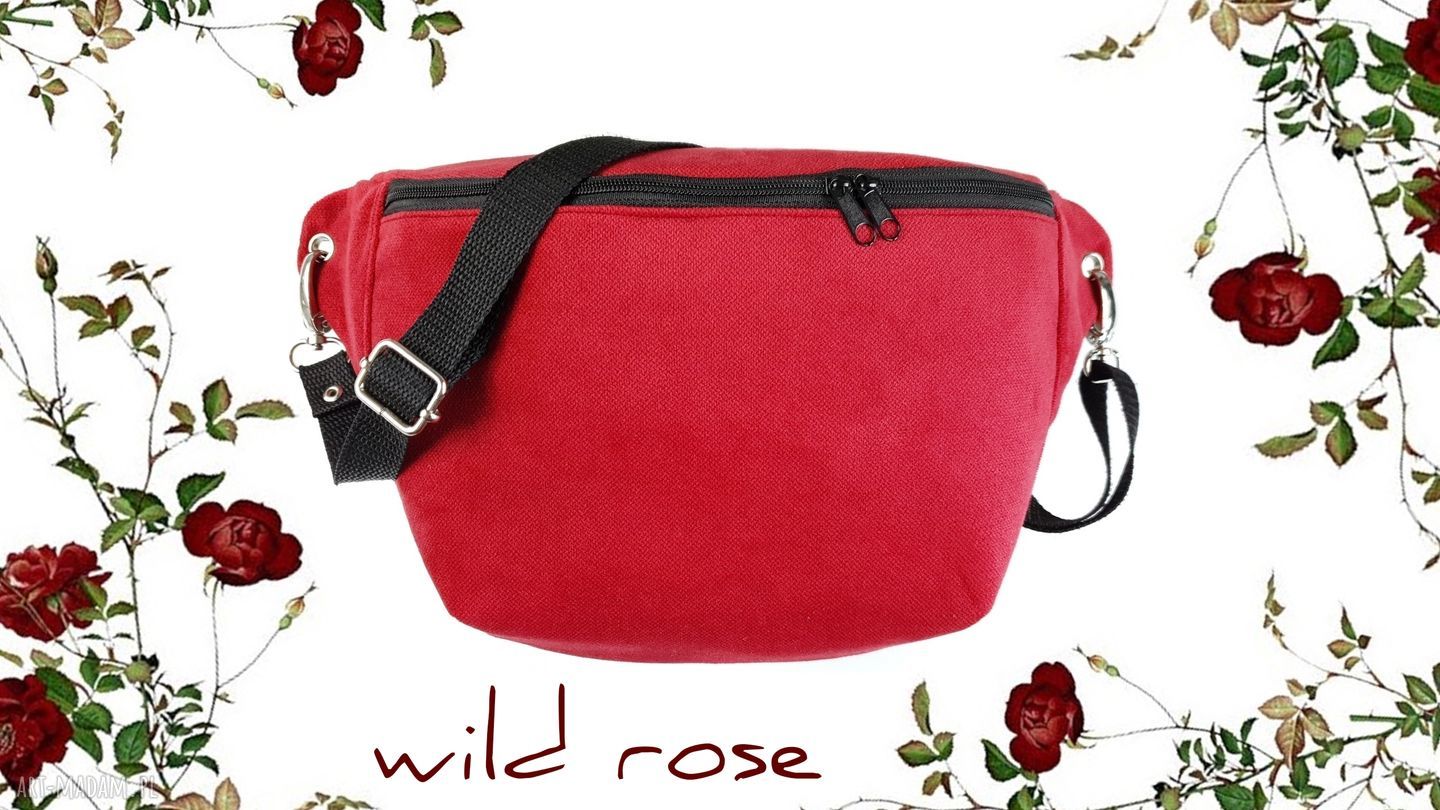Czerwona nerka Wild Rose Basic - ręcznie szyta saszetka biodrowa
