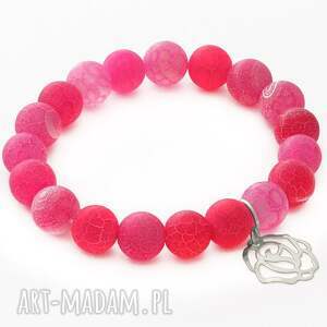 pink agate with rose pendant lavoga