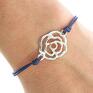 handmade bransoletki simply charm navy blue twine with rose