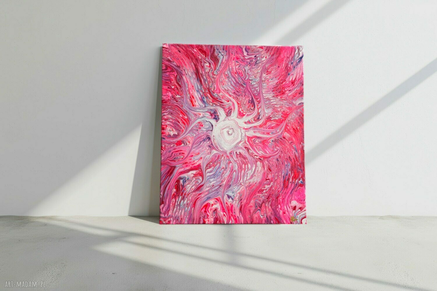 Różany wir - abstrakcyjny obraz ręcznie malowany 40x50 cm