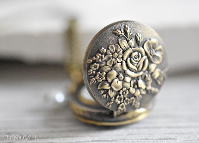 dla ciebie brązowy łańcuszek zegar róża brąz zawieszka ten