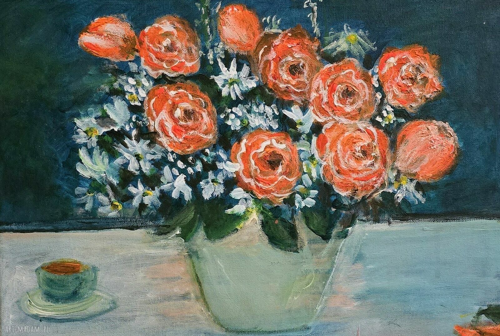 Obraz Róże 30 x 40 cm - gotowy do zawieszenia, sygnowany i werniksowany