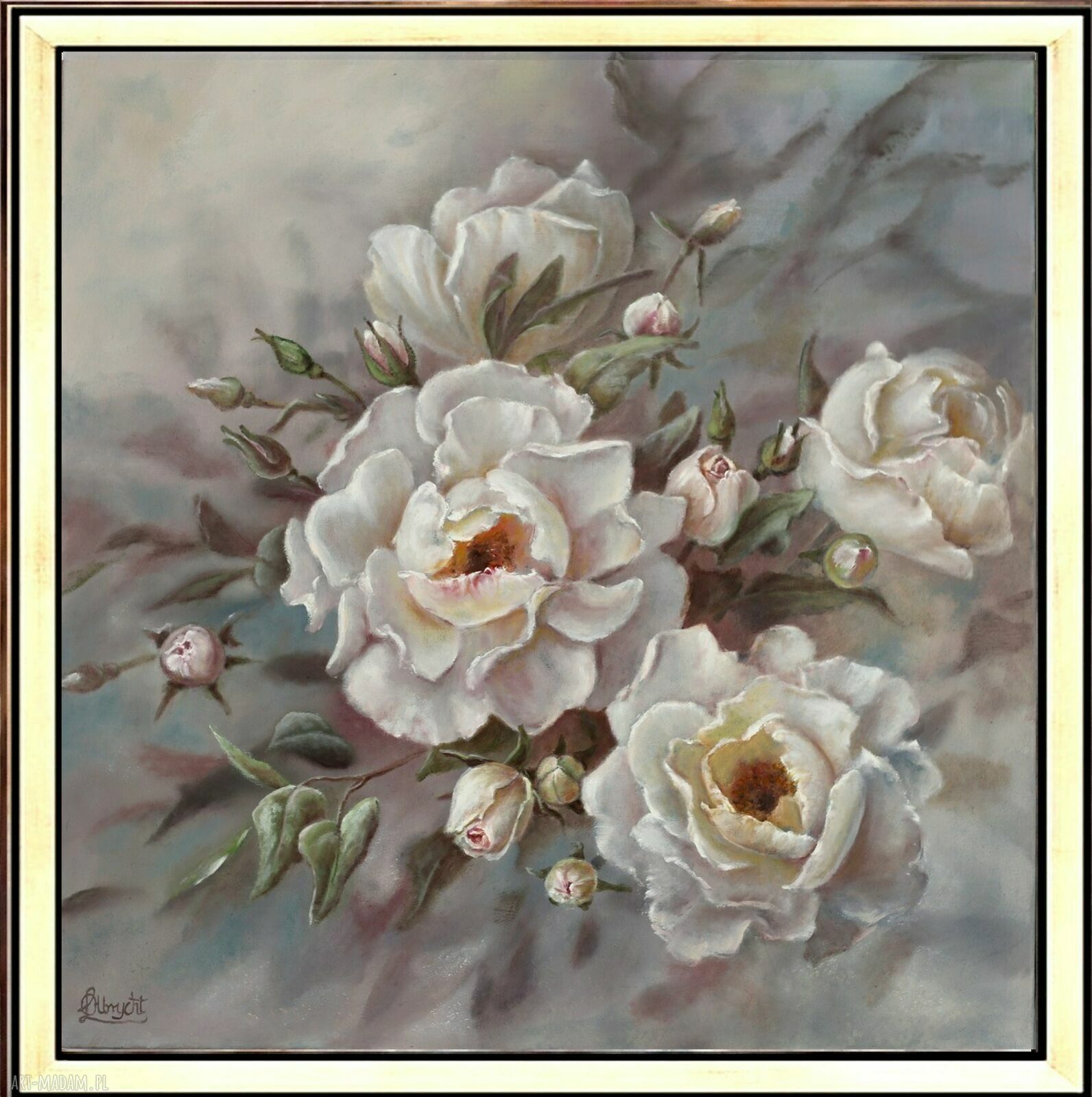 Róże - ręcznie malowany obraz olejny 60x60 cm