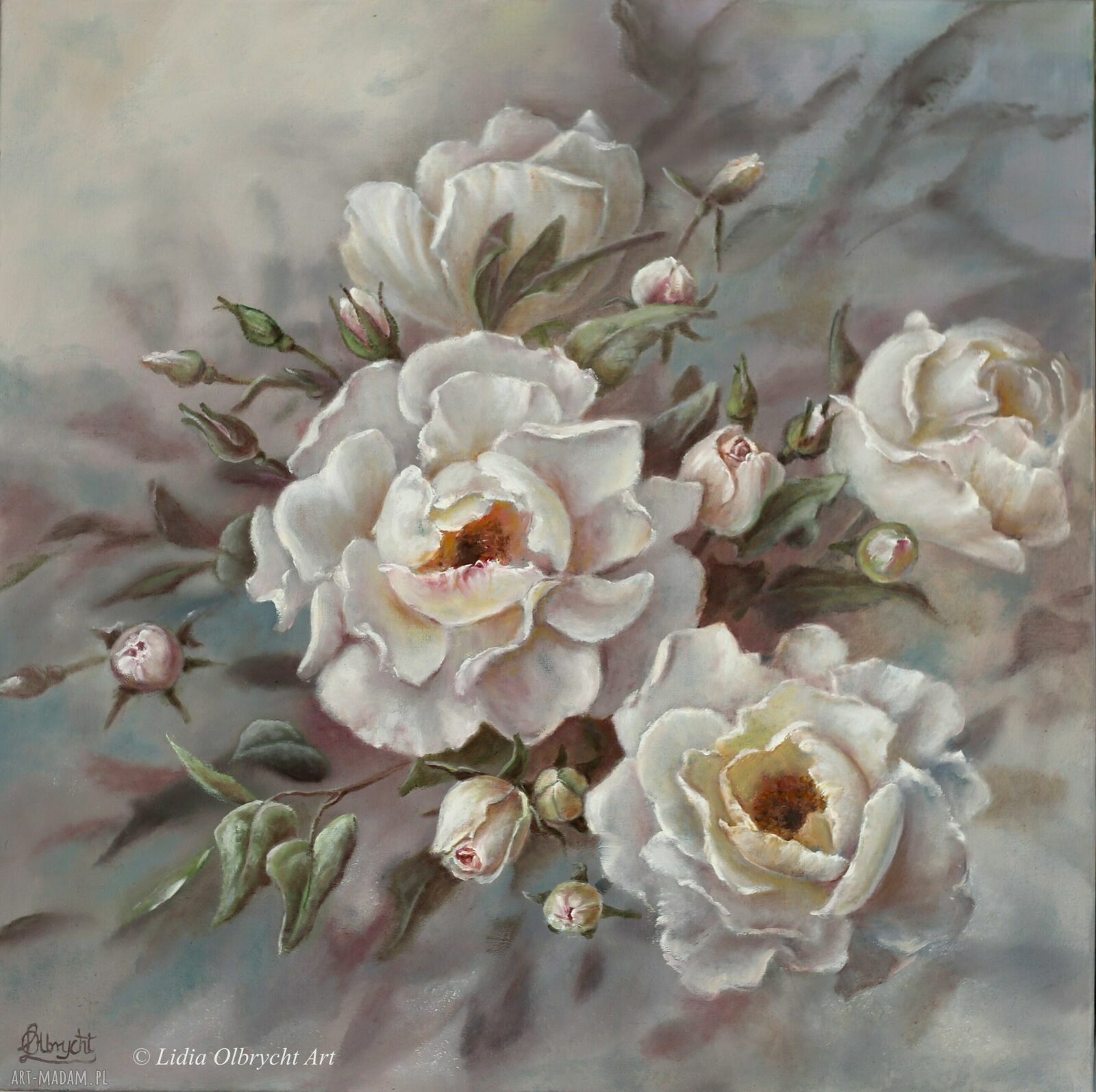 Róże - ręcznie malowany obraz olejny 60x60 cm