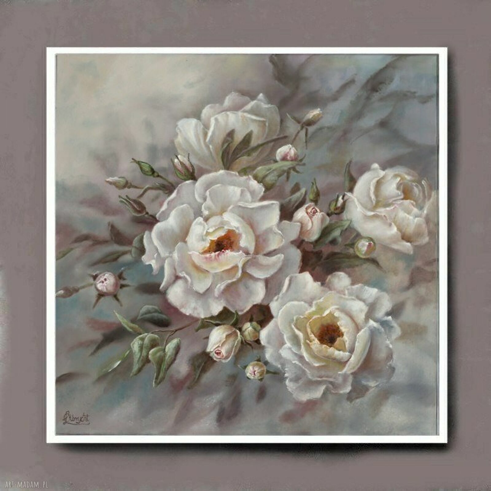 Róże - ręcznie malowany obraz olejny 60x60 cm