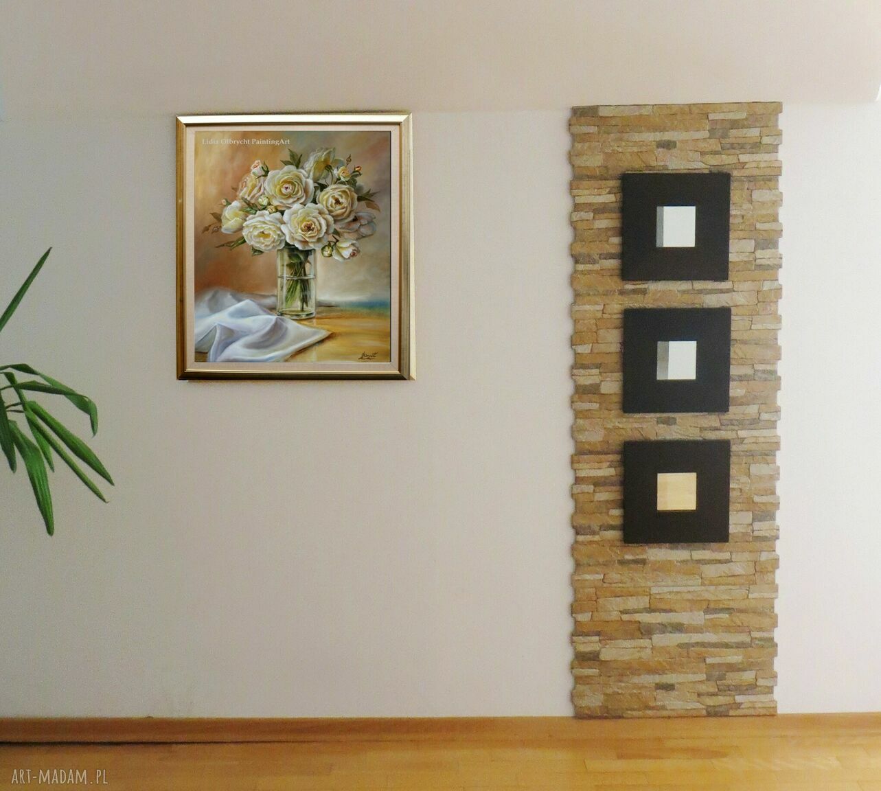 Róże w wazonie - ręcznie malowany obraz olejny Lidia Olbrycht 50x61 cm