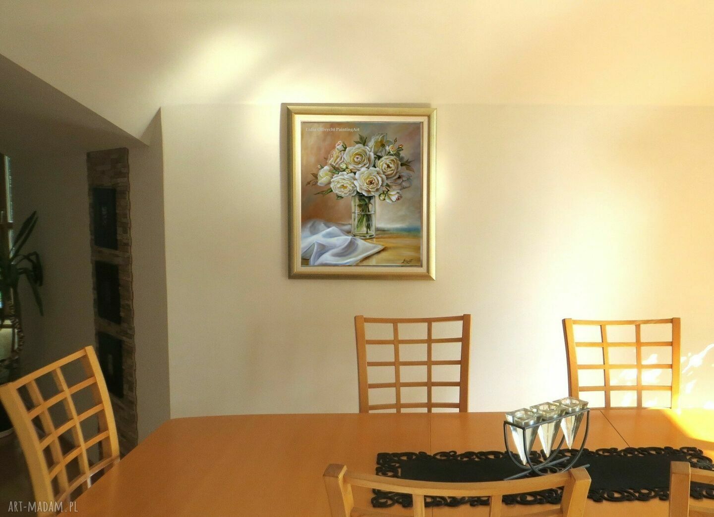 Róże w wazonie - ręcznie malowany obraz olejny Lidia Olbrycht 50x61 cm